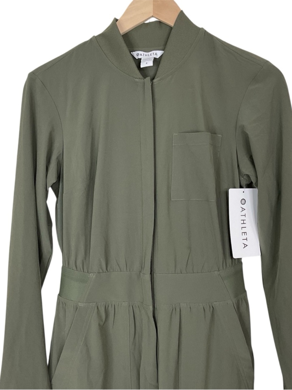 Athleta Brooklyn Long Sleeve Jumpsuit In Green Size 0 - Picture 2 of 7